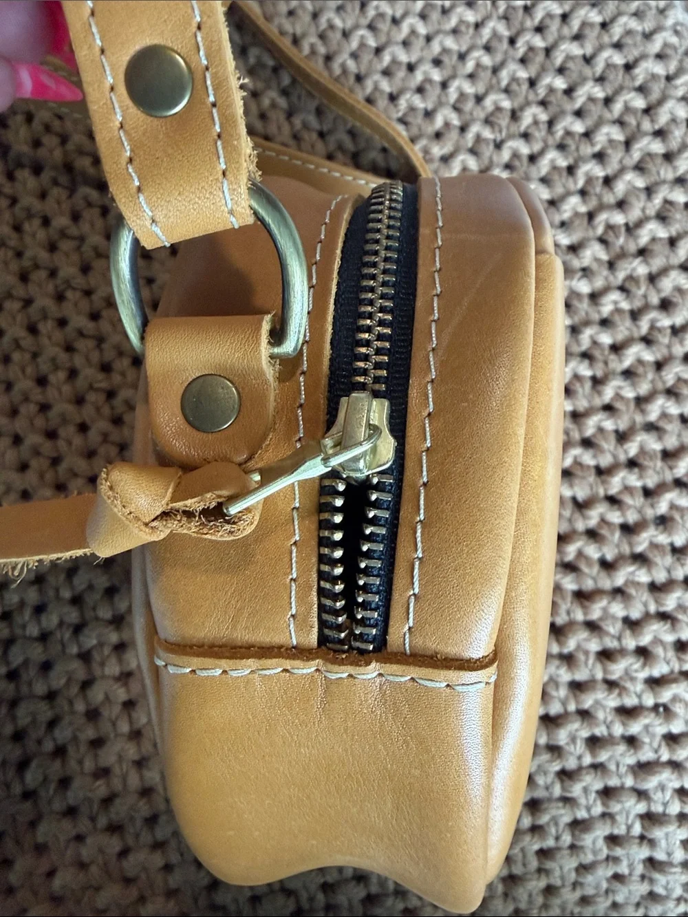 Portland Leather Round Crossbody in Mustard Yellow